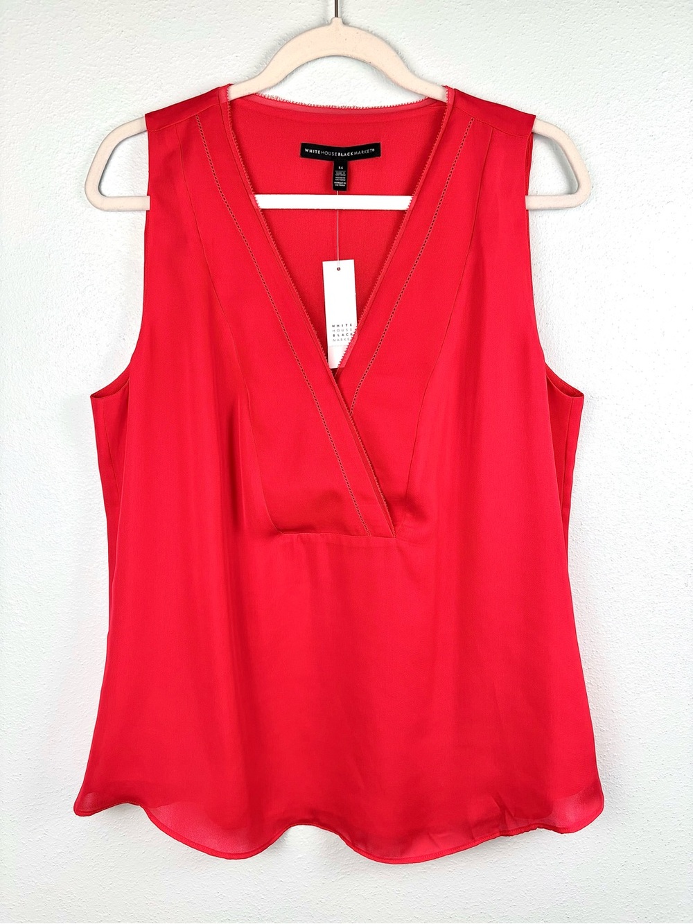 NWT White House Black Market Pink Red Flowing Tank, Size 14